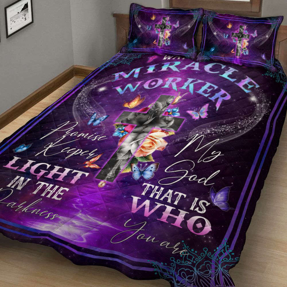 Jesus Quilt Bedding Set – Way Maker Miracle Worker Promise Keeper Gift Jesus Quilt Bedding Set – Way Maker Miracle Worker Promise Keeper Gift