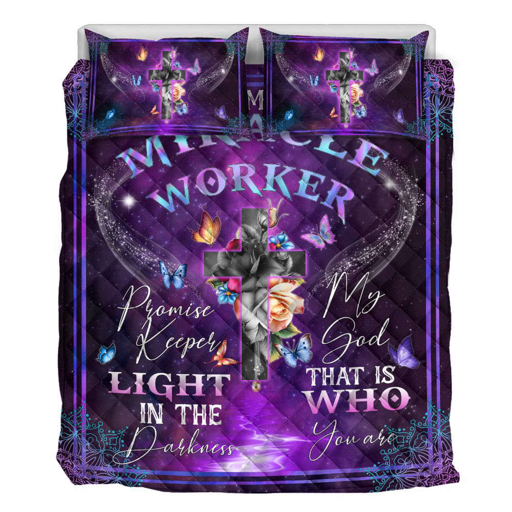 Jesus Quilt Bedding Set – Way Maker Miracle Worker Promise Keeper Gift Jesus Quilt Bedding Set – Way Maker Miracle Worker Promise Keeper Gift