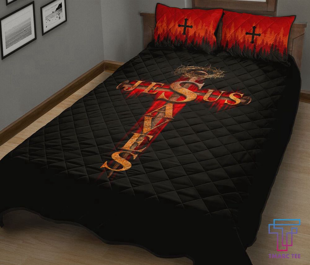 Jesus Saves – Tmarc Tee Quilt Bedding Set: Embrace Faith in Style Jesus Saves – Tmarc Tee Quilt Bedding Set: Embrace Faith in Style
