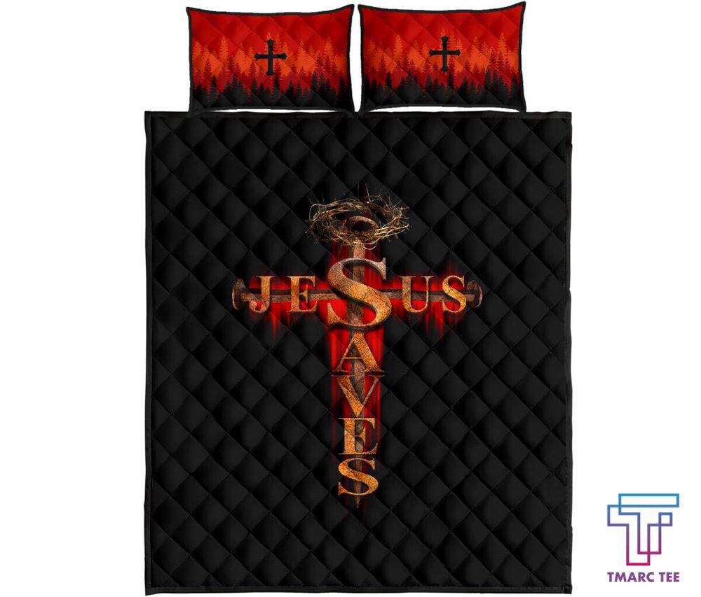 Jesus Saves – Tmarc Tee Quilt Bedding Set: Embrace Faith in Style Jesus Saves – Tmarc Tee Quilt Bedding Set: Embrace Faith in Style