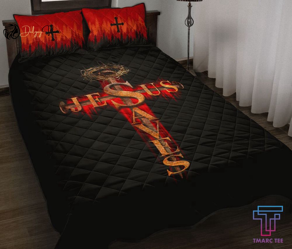 Jesus Saves – Tmarc Tee Quilt Bedding Set: Embrace Faith in Style Jesus Saves – Tmarc Tee Quilt Bedding Set: Embrace Faith in Style