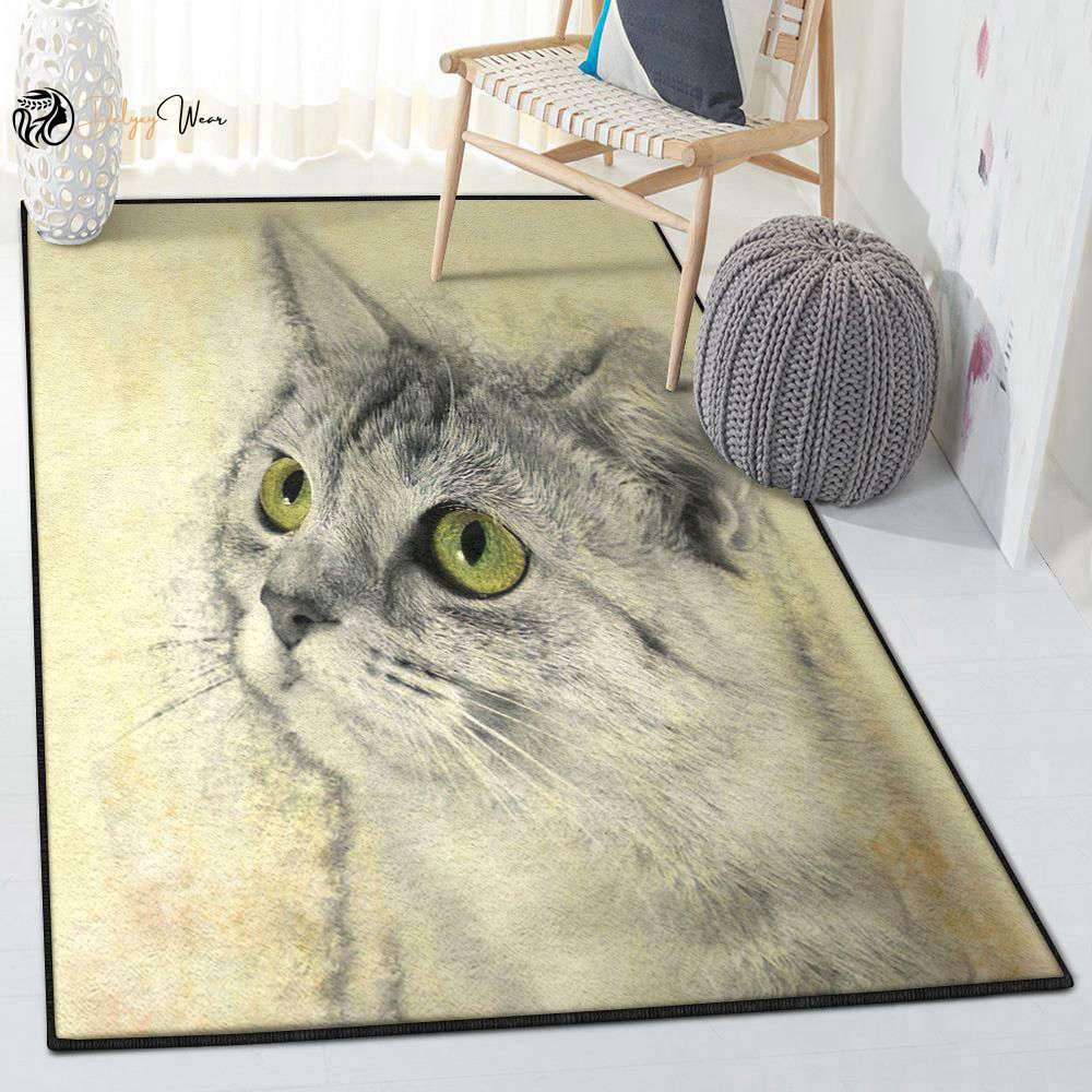 Kitty Art Deco Rug A Cat Area Rectangle Rugs Carpet Living Room Bedroom