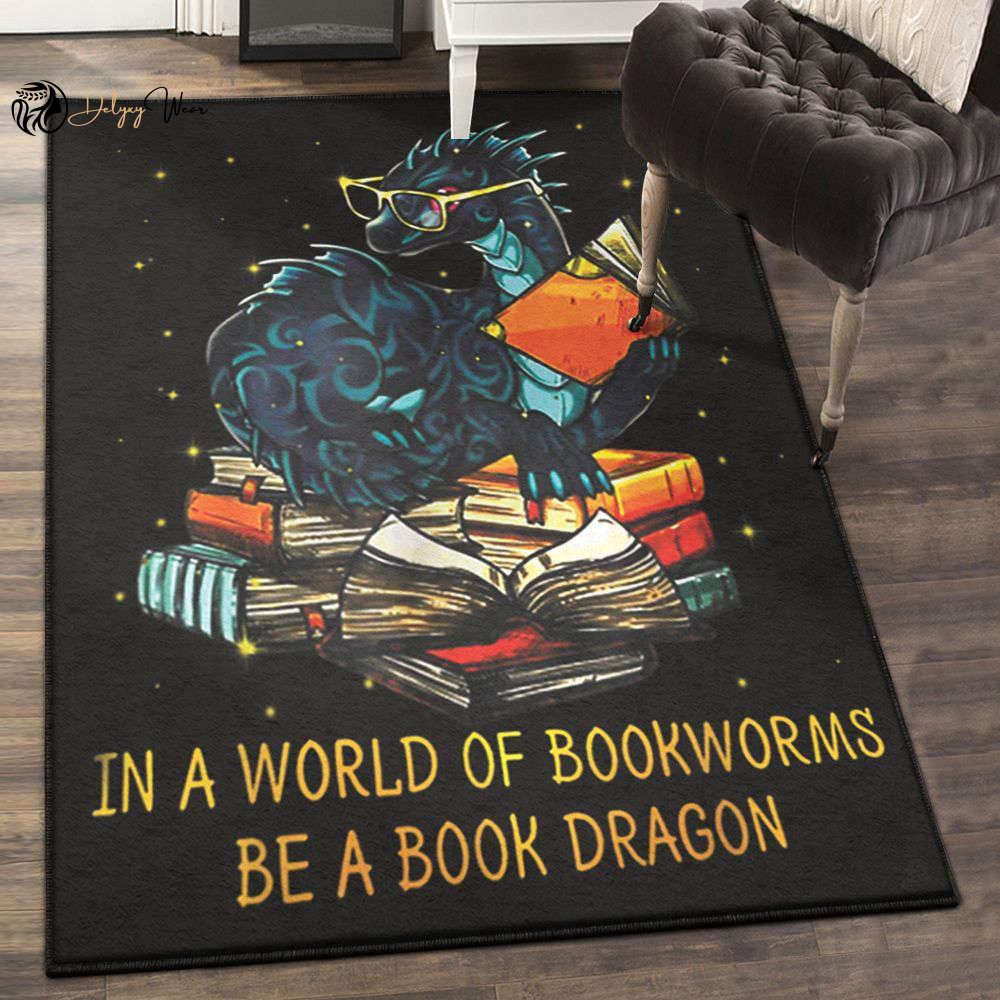 Library Books Non Shedding In A World Of Bookworms Be A Book Dragon Area Rectangle Rugs Carpet Living Room Bedroom