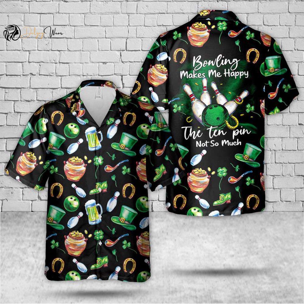 NLMP1101BG10 Saint Patrick’s Day Bowling Make Me Happy Hawaiian Shirt