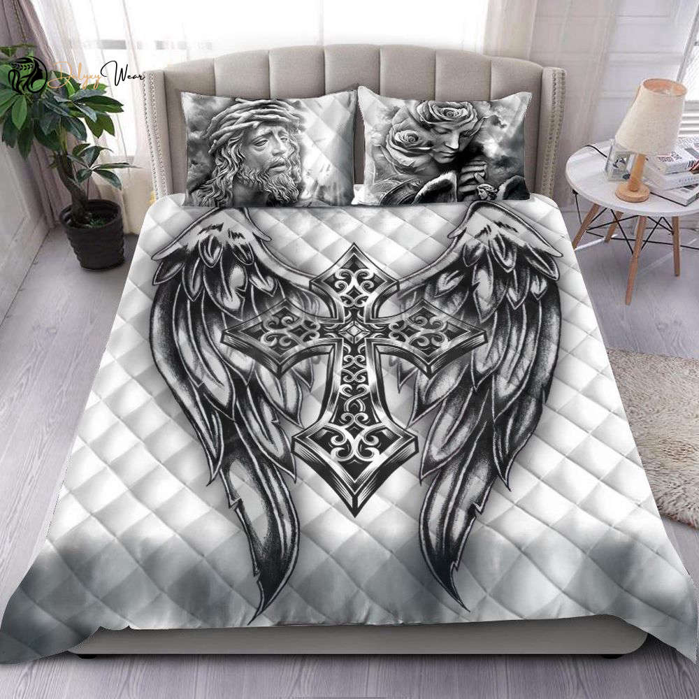 Premium Jesus All Over Printed Quilt Bedding Set – Divine Comfort for Heavenly Sleep