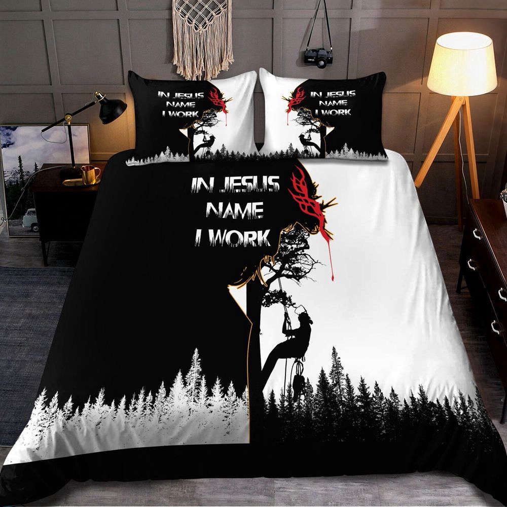 Stunning Arborist Bedding Set – In Jesus Name I Work – Shop MEI Stunning Arborist Bedding Set – In Jesus Name I Work – Shop MEI