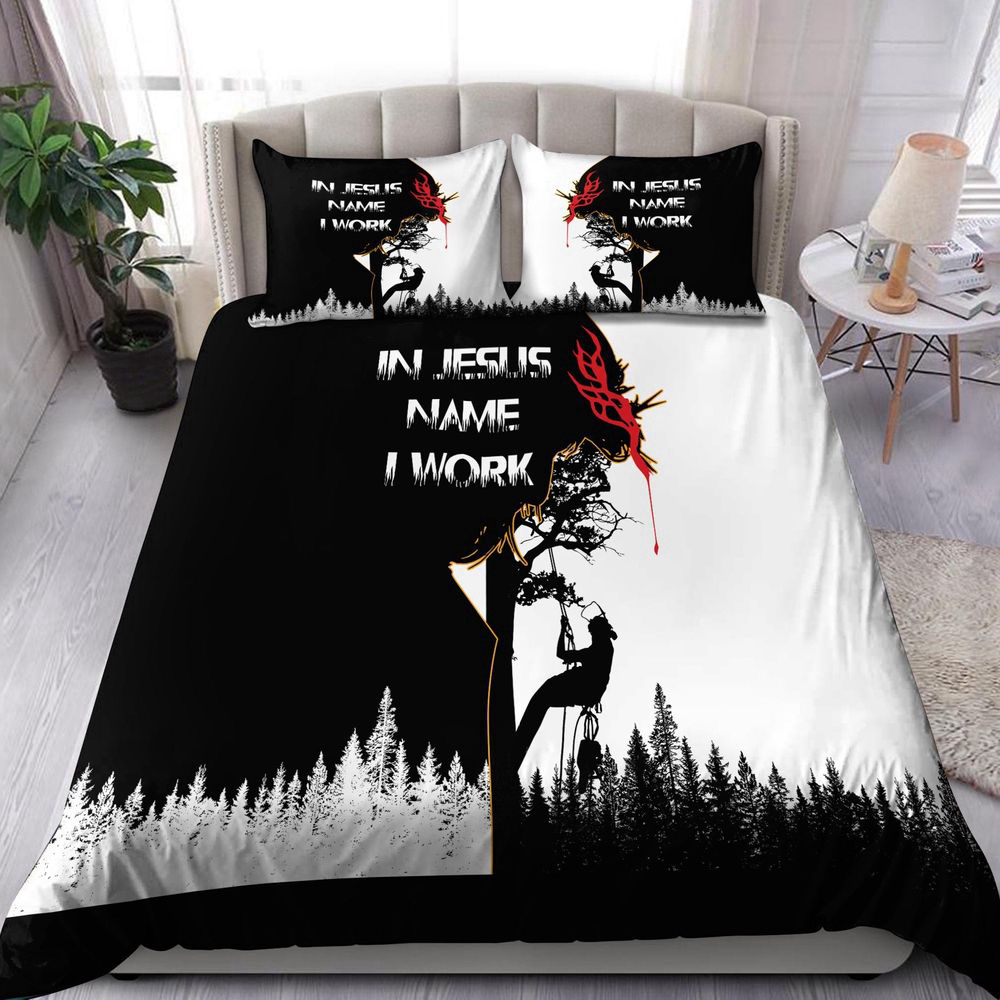 Stunning Arborist Bedding Set – In Jesus Name I Work – Shop MEI Stunning Arborist Bedding Set – In Jesus Name I Work – Shop MEI