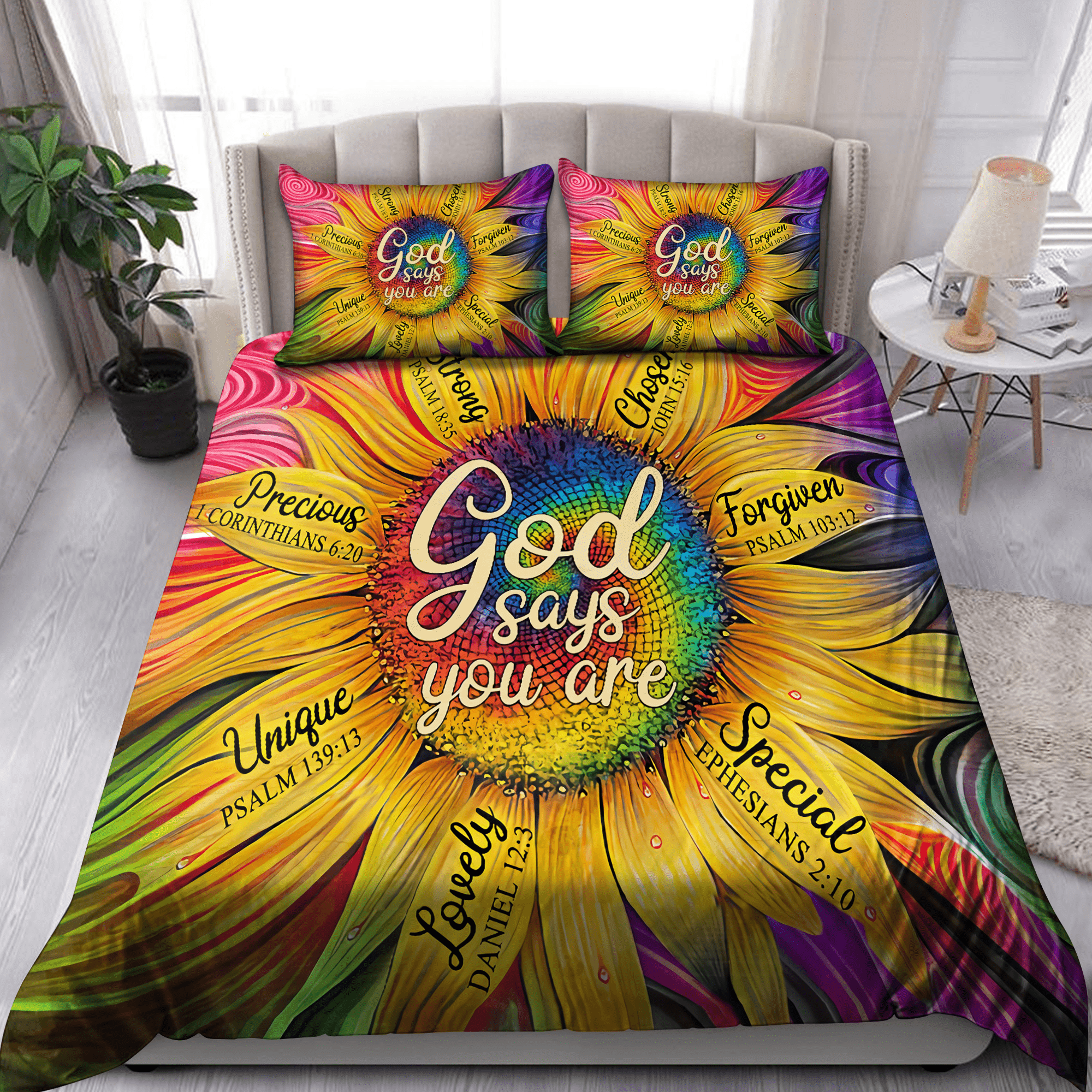 Jesus-Sunflower God Say You Are Bedding Set – Tmarc Tee: Vibrant & Divine Collection