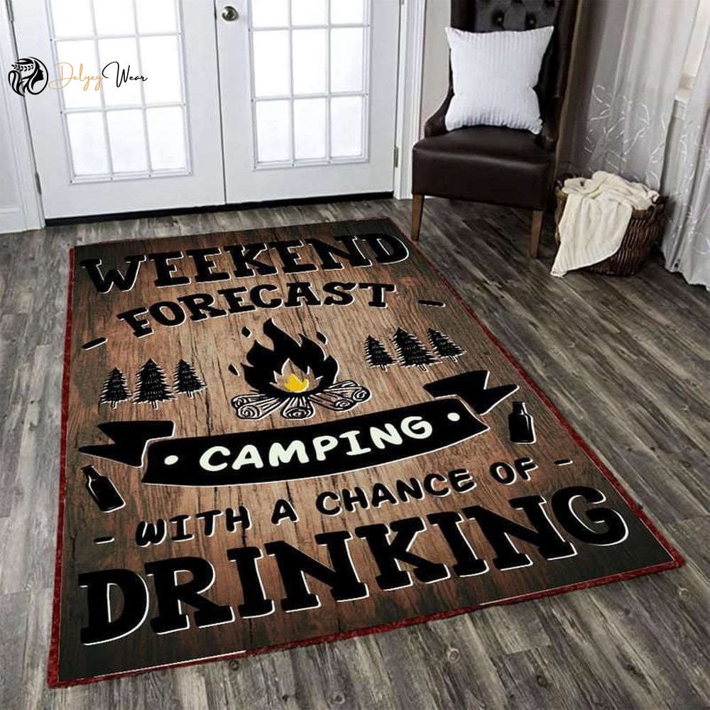 Weekend Forecast Camping With A Chance Of Drinking Area Rectangle Rug Carpet Vintage Home Decor Gift Idea