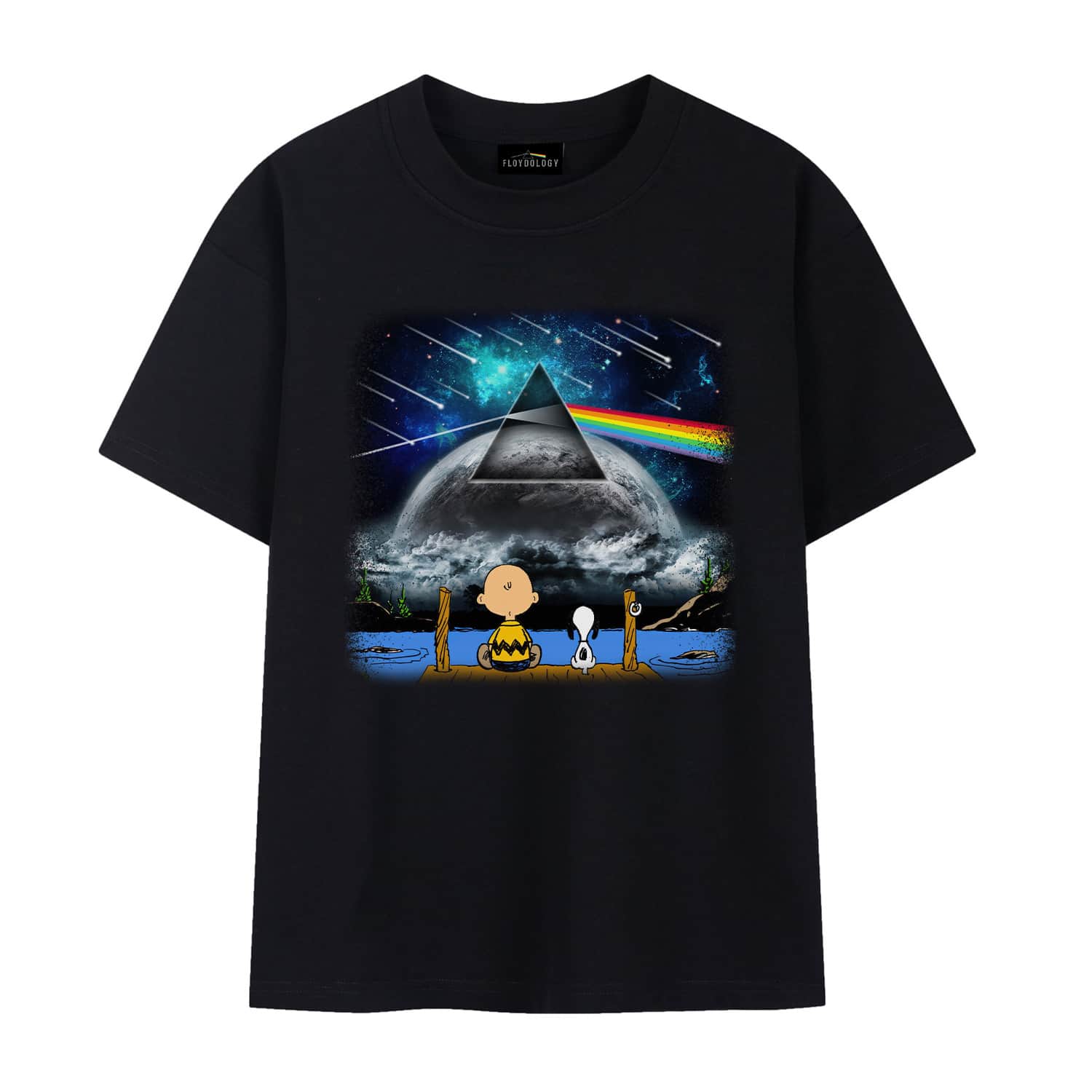 Snoopy And Charlie Brown Looking Dark Side Of The Moon Pink Floyd Shirt Gift for Men Women Fans Gift for Men Women Fans