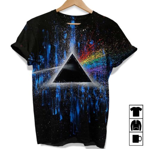 Pink Floyd Dark Side Of Moon Art Blue Full Print Shirt Gift for Men Women Fans Gift for Men Women Fans