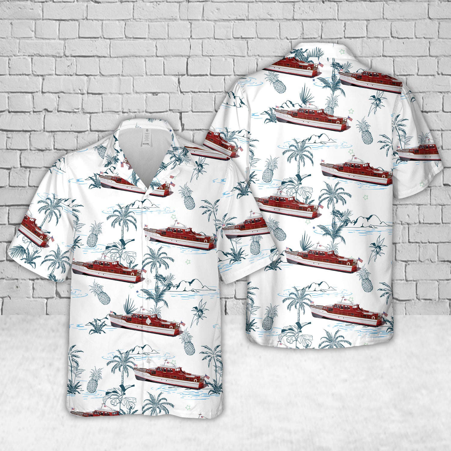 1950s Classic Motor Yacht Hawaiian Shirt Gift for Men Dad Father Gift for Men Dad Father