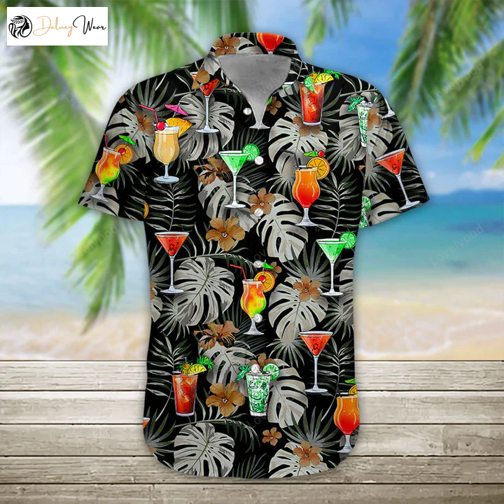 Stylish 3D Cocktail Hawaiian Shirt Gift for Men Women Fans - Men s Aloha Beach Shirt Gift for Men Women Fans