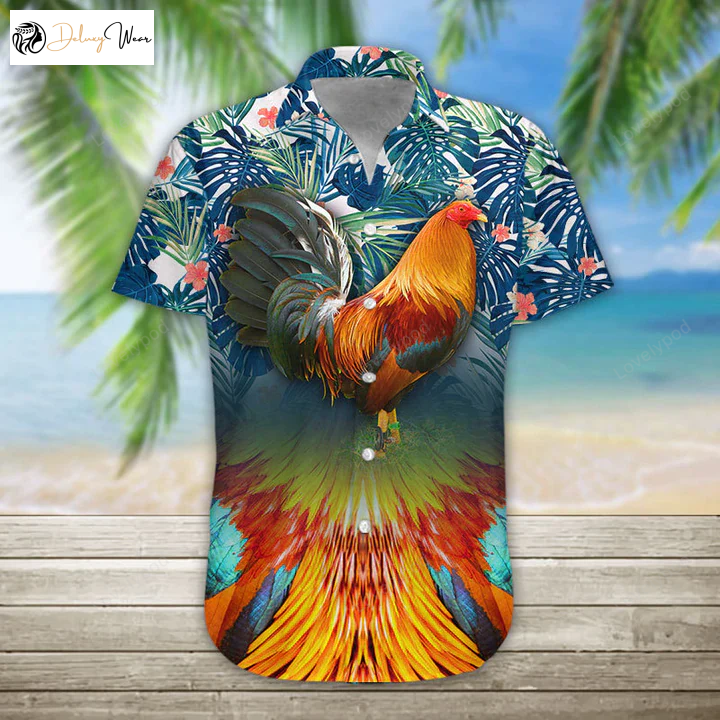 3D Rooster Hawaiian Shirt – Stylish Men s & Women s Tropical Wear