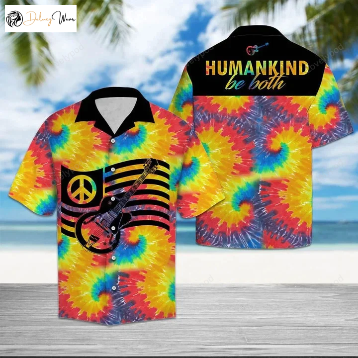 Abstract Guitar Humankind Be Both Tie Dye Pattern Hawaiian Shirt Gift for Men Women Fans: Vibrant and Unique Men s Fashion