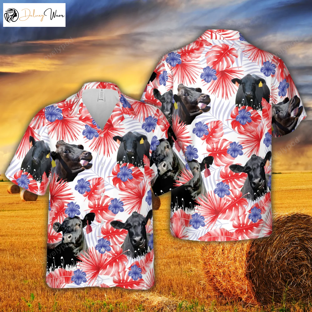 Stylish American Colors Black Angus All Printed 3D Hawaiian Shirt Gift for Men Women Fans – Stand out in Style!