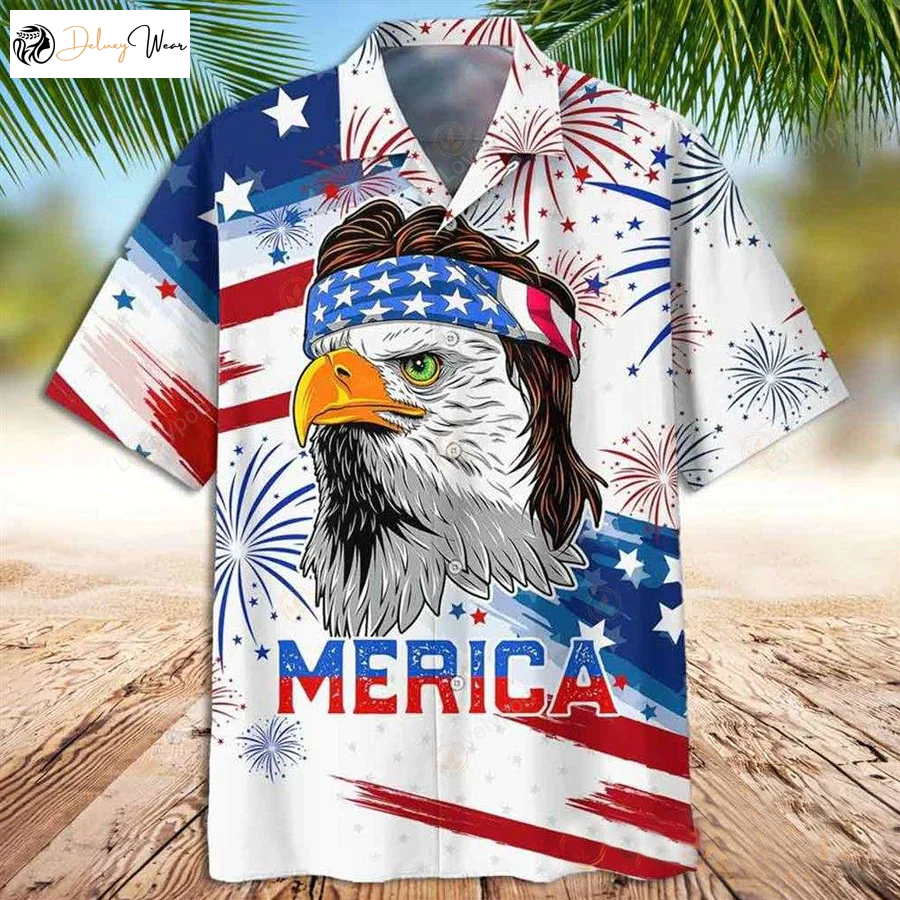Merica Happy Independence Day Hawaiian Shirt Gift for Men Women Fans by American Eagle: Celebrate in Style