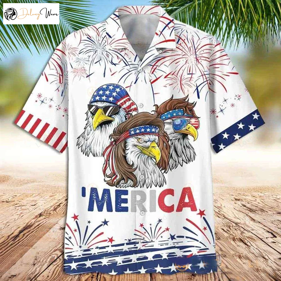 Celebrate Independence Day with American Eagle Hawaiian Shirt Gift for Men Women Fans – Merican Eagle Collection