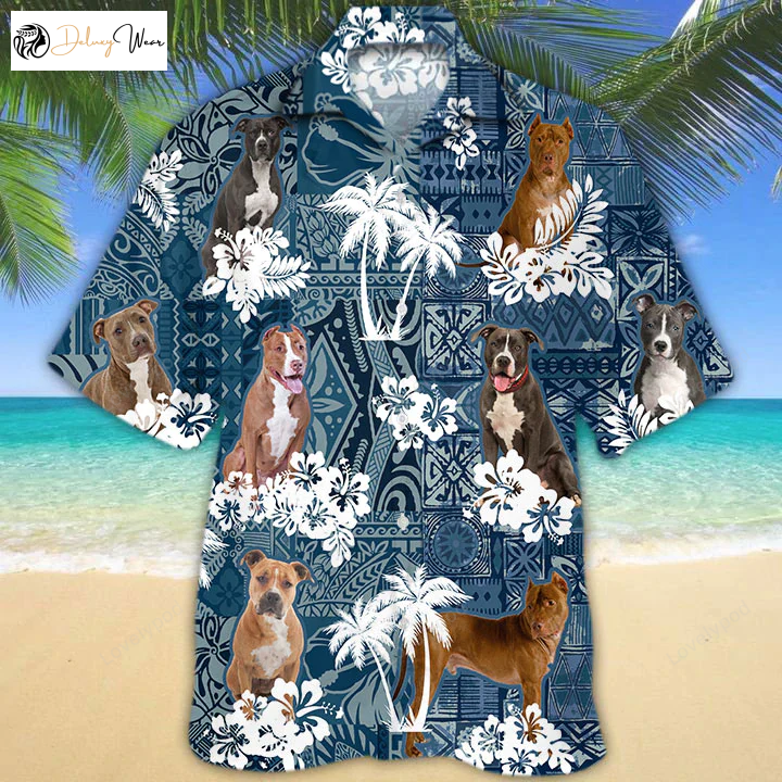 Dog Hawaiian Shirt Gift for Men Women Fans for Men: American Pit Bull Terrier Aloha Shirt Gift for Men Women Fans Short Sleeve Shop Now!