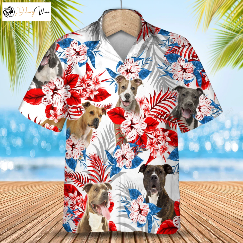Shop Stylish American Staffordshire Terrier Hawaiian Shirts – Men s & Women s Aloha Summer Attire