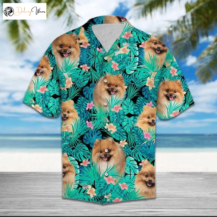Vibrant Pomeranian Tropical Jungle Hawaiian Shirt Gift for Men Women Fans – Perfect for an Appealing Love Look!