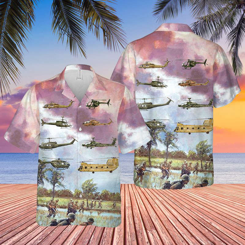 Army Aviation Rotary Aircraft Hawaiian Shirt Gift for Men Dad Father Gift for Men Dad Father
