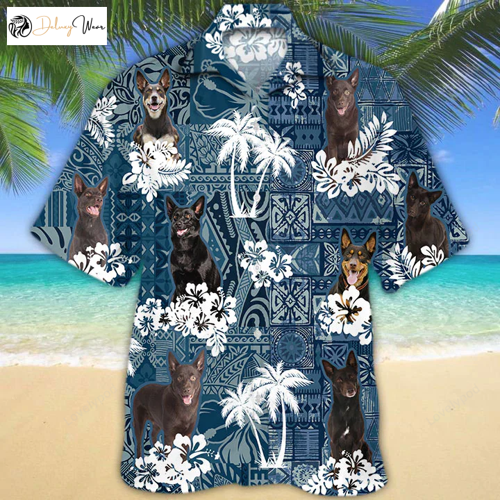 Stylish Australian Kelpie Hawaiian Shirt Gift for Men Women Fans for Men Short Sleeve Aloha Dog Shirt Gift for Men Women Fans