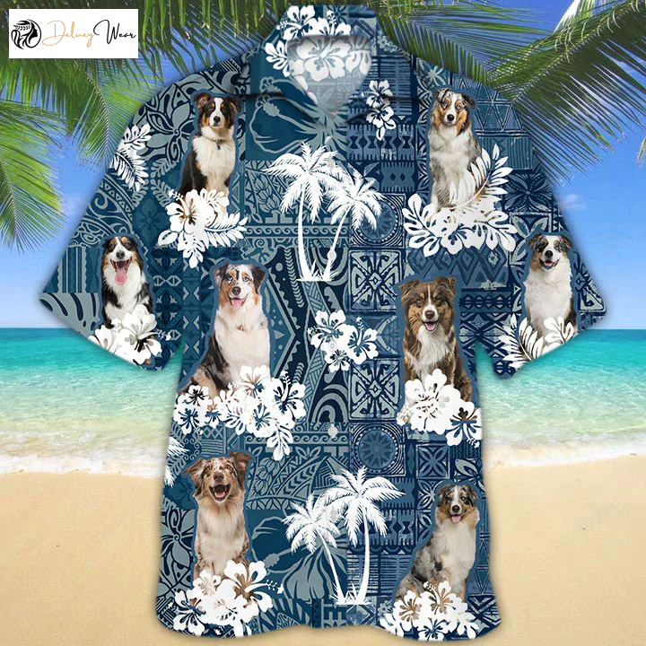 Stylish Australian Shepherd Hawaiian Shirt Gift for Men Women Fans – Men & Women s Short Sleeve Aloha Shirt Gift for Men Women Fans
