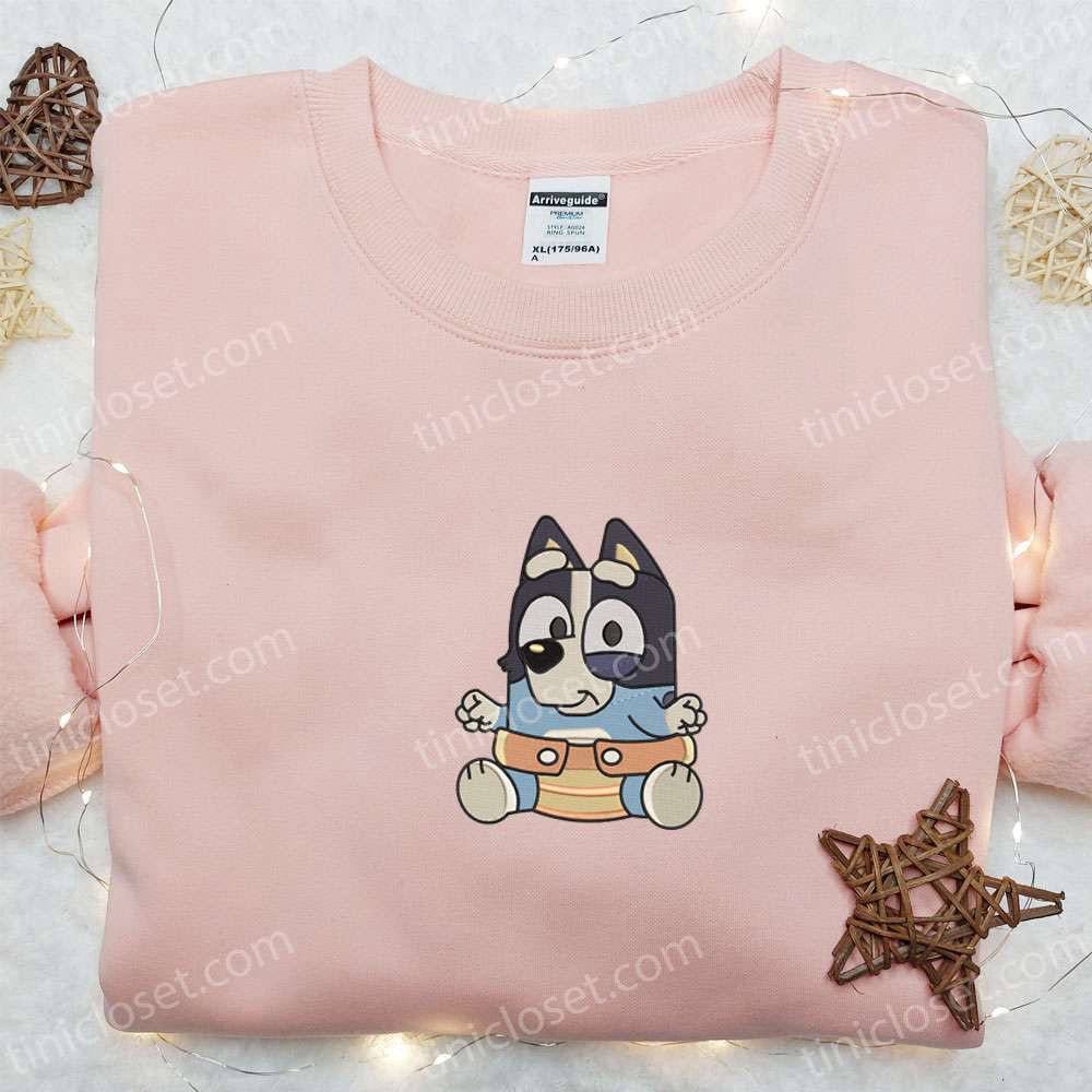 Adorable Baby Bluey Embroidered Shirt & Cartoon Hoodie – Perfect Gift Idea! Adorable Baby Bluey Embroidered Shirt & Cartoon Hoodie – Perfect Gift Idea!
