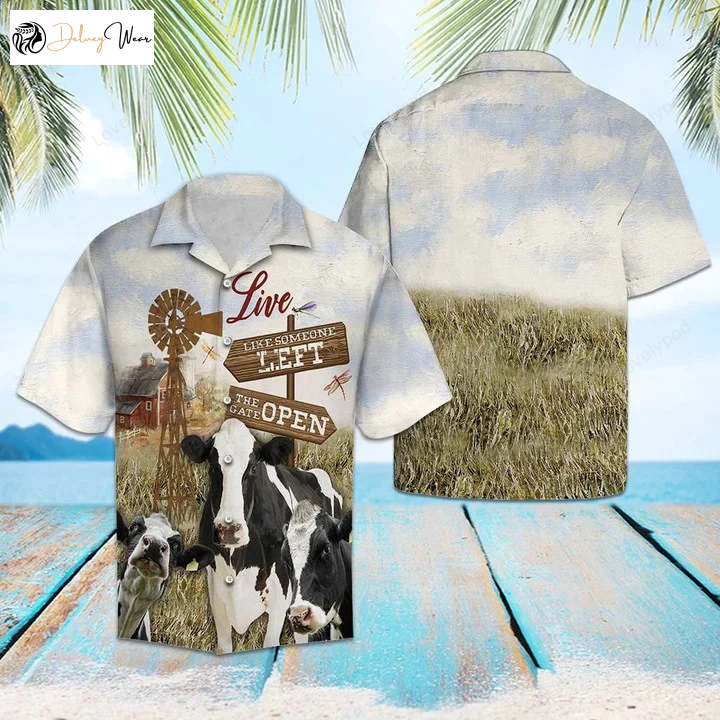 Farm Hawaiian Shirt Gift for Men Women Fans: Barn & Windmill Cow Design for a Trendy & Unique Look