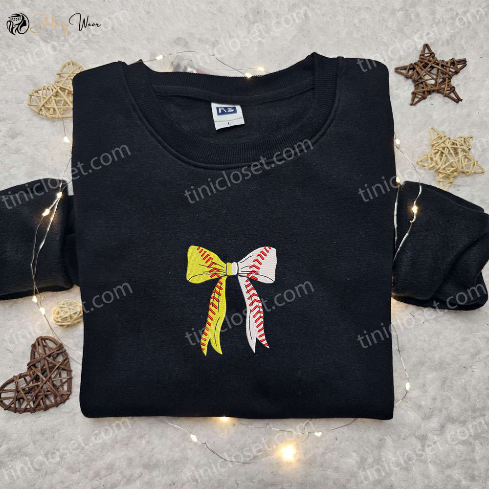 Baseball Coquette Bow Shirt & Sports Hoodie: Perfect Gift Idea – Embroidered Stylish & Sporty