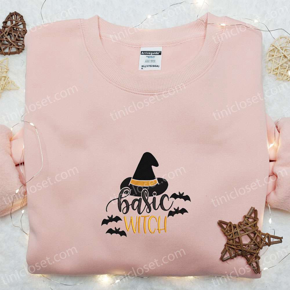 Basic Witch Hat Halloween Embroidered Sweatshirt: Spooky Shirt Ideas