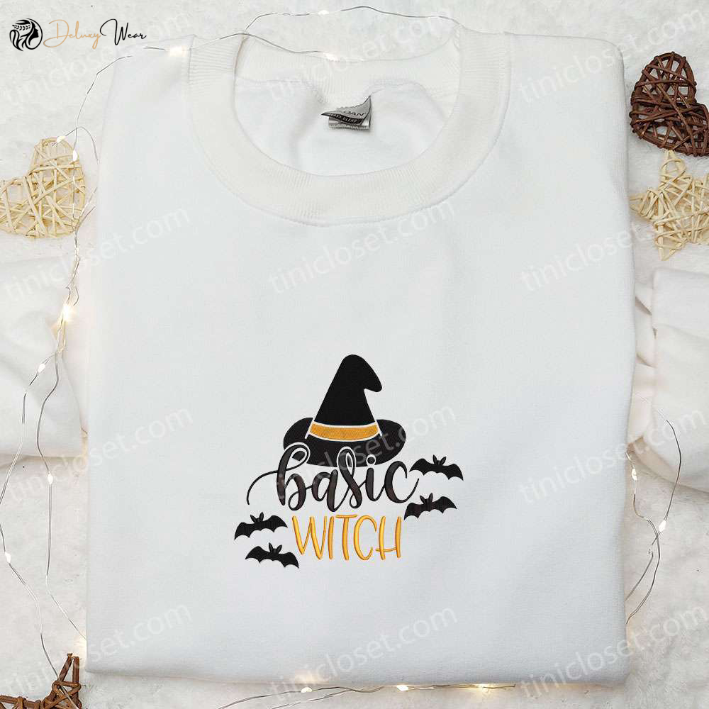 Basic Witch Hat Halloween Embroidered Sweatshirt: Spooky Shirt Ideas