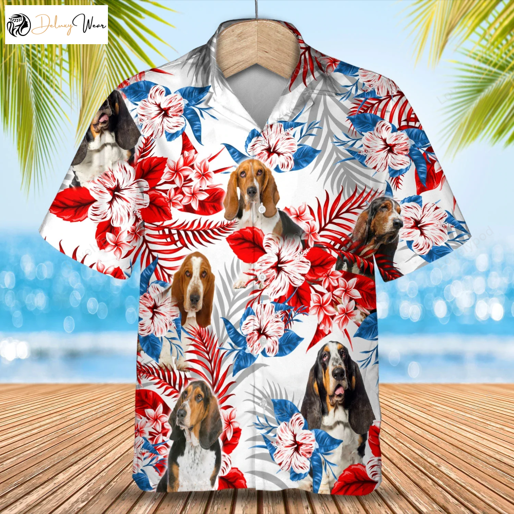 Basset Hound Flower Hawaiian Shirt – Summer Aloha Shirt for Men & Women