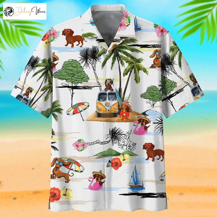 Dachshunds Cute Hawaiian Shirt Gift for Men Women Fans – Beach Cartoon Design for Beach Lovers