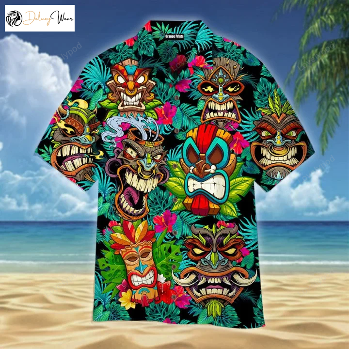 Beach Shirt Aloha Tiki Floral Hawaiian Shirt – Vintage Men s Hawaiian Shirt