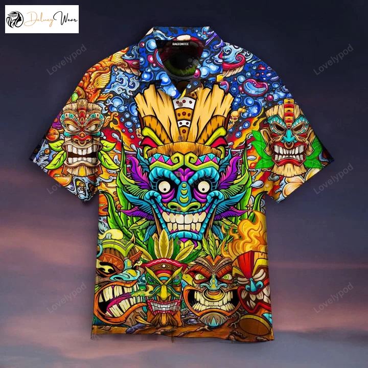 Vintage Floral Hawaiian Shirt: Aloha Tiki Tiki Beach Shirt for Men & Women