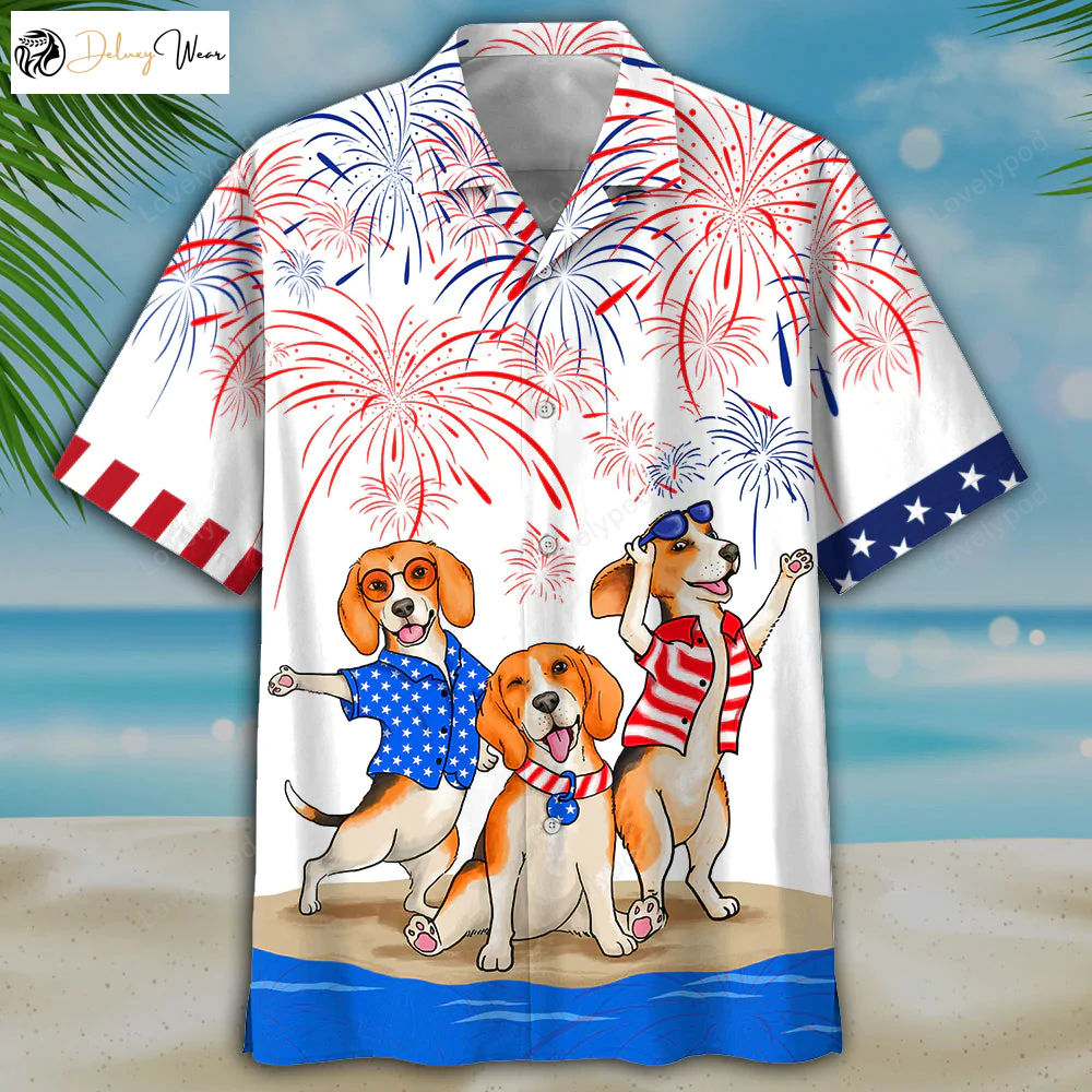 Beagle 4th of July Hawaiian Shirt – Patriotic USA Independence Day Attire