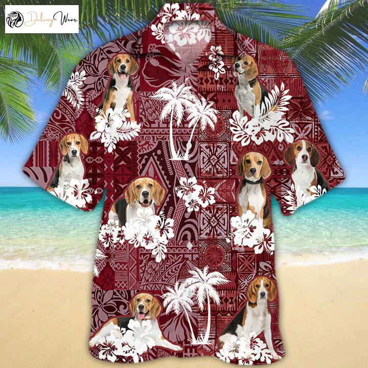 Beagle Red Hawaiian Shirt Gift for Men Women Fans - Unisex Aloha Shirt Gift for Men Women Fans for Summer