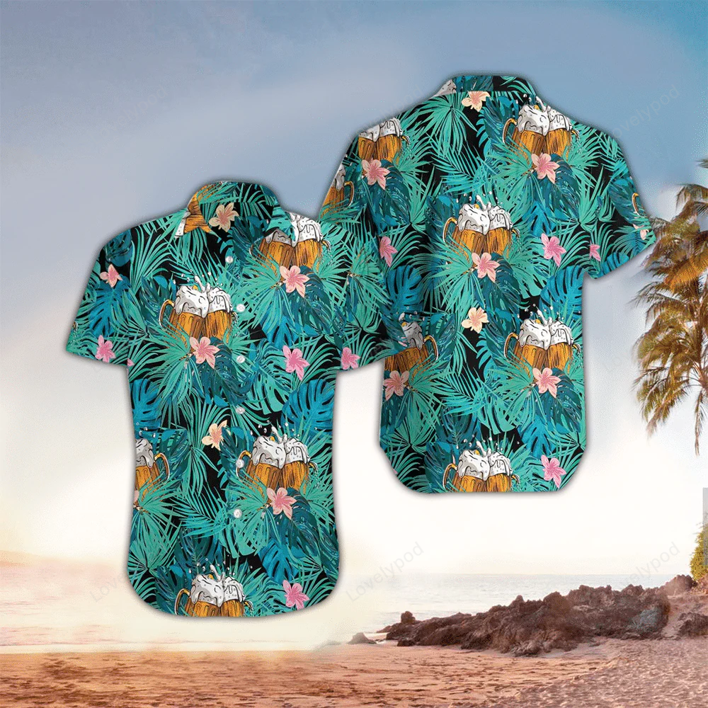 Beer Floral Aloha Hawaiian Shirt – Men s Hawaiian Shirt for Beer Lovers