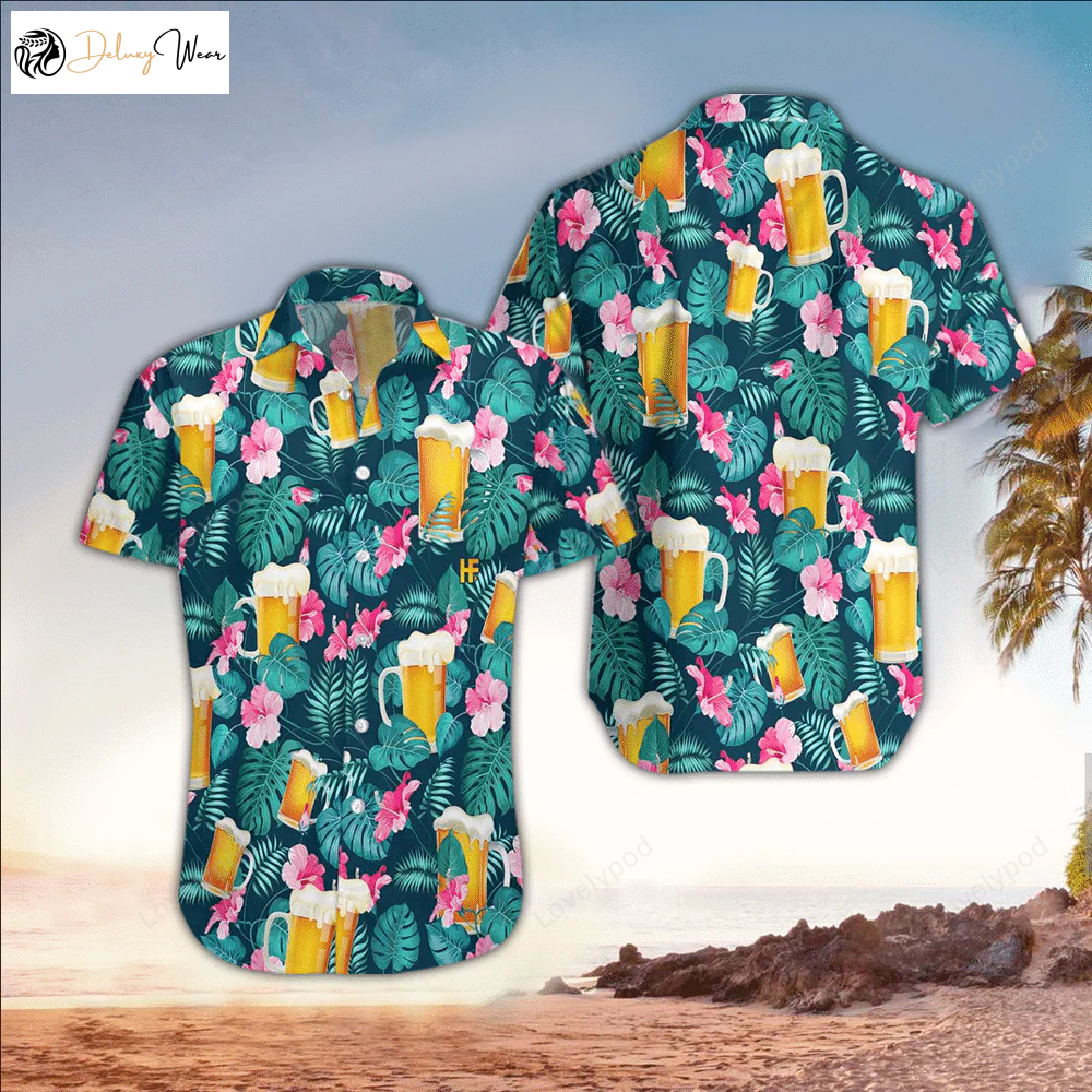 Beer Floral Aloha Hawaiian Shirt – Men s Hawaiian Shirt for Beer Lovers