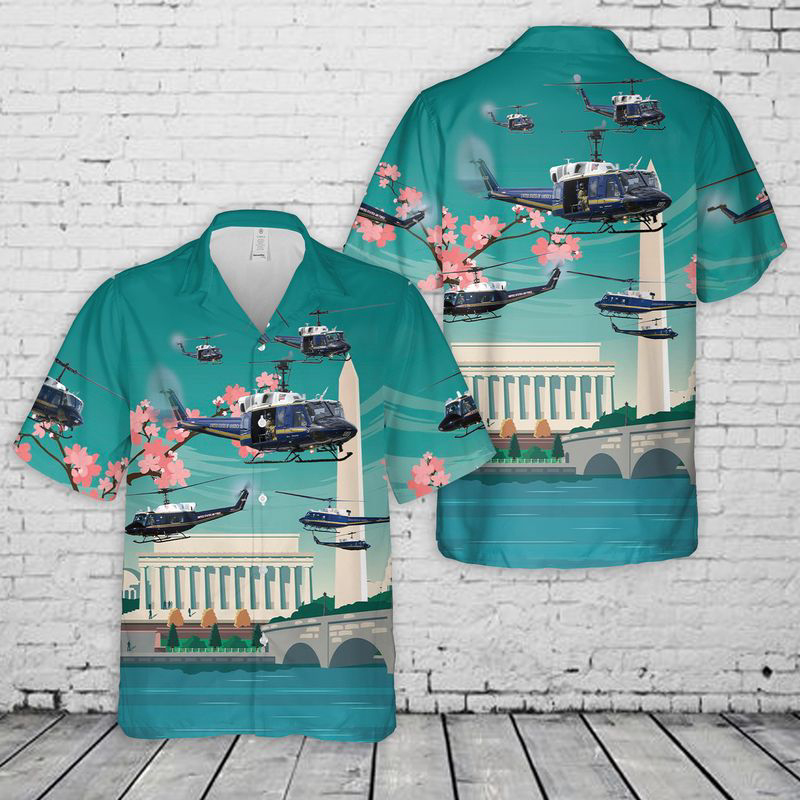 Bell UH-1N Twin Huey of the 1st Helicopter Squadron flying over Washington DC Hawaiian Shirt Gift for Men Dad Father Gift for Men Dad Father