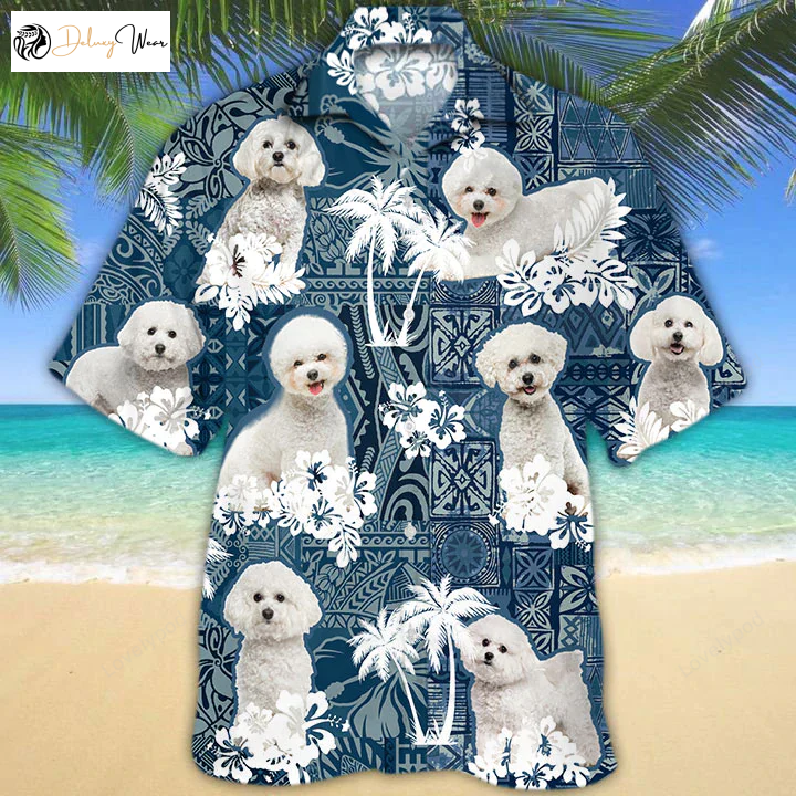 Bichon Frise Hawaiian Shirt Gift for Men Women Fans: Stylish and Fun Dog Print Apparel for a Tropical Vibe