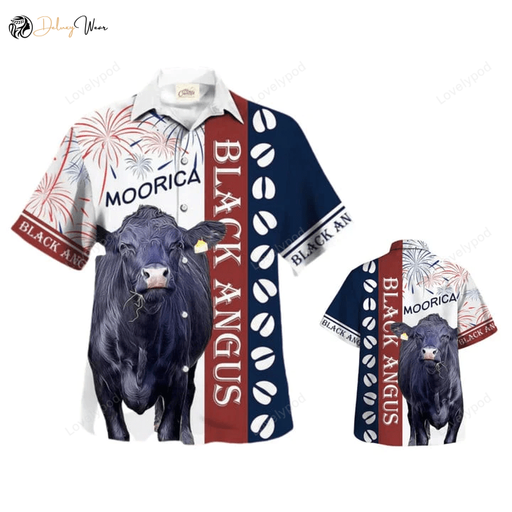 Black Angus In Moorica Hawaiian Shirt Gift for Men Women Fans - Bull & Cow Aloha Hawaii Beach Shirt Gift for Men Women Fans