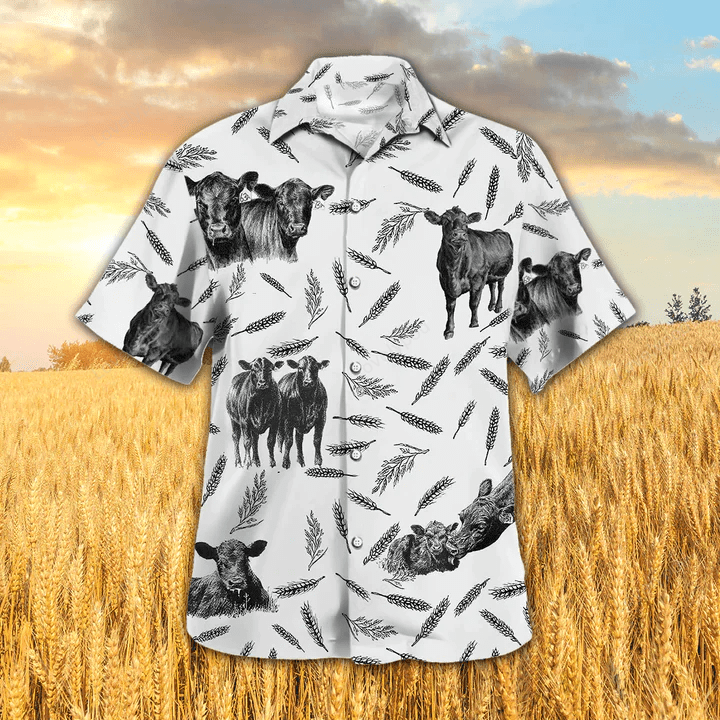 Animal Farm Cow Hawaiian Shirt Gift for Men Women Fanss – Black Angus Pattern for Men & Women