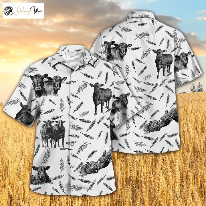 Animal Farm Cow Hawaiian Shirt Gift for Men Women Fanss – Black Angus Pattern for Men & Women