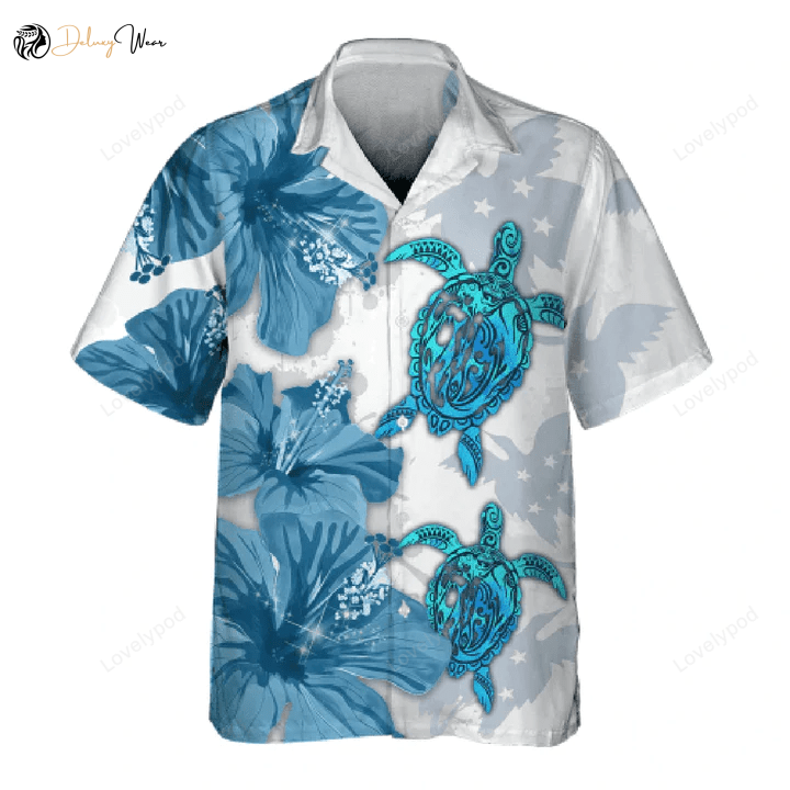 Hot 2023 Blue Bird Turtle 3D Hawaiian Shirt Gift for Men Women Fans for Men - Vibrant & Trendy Haiwaiian Design
