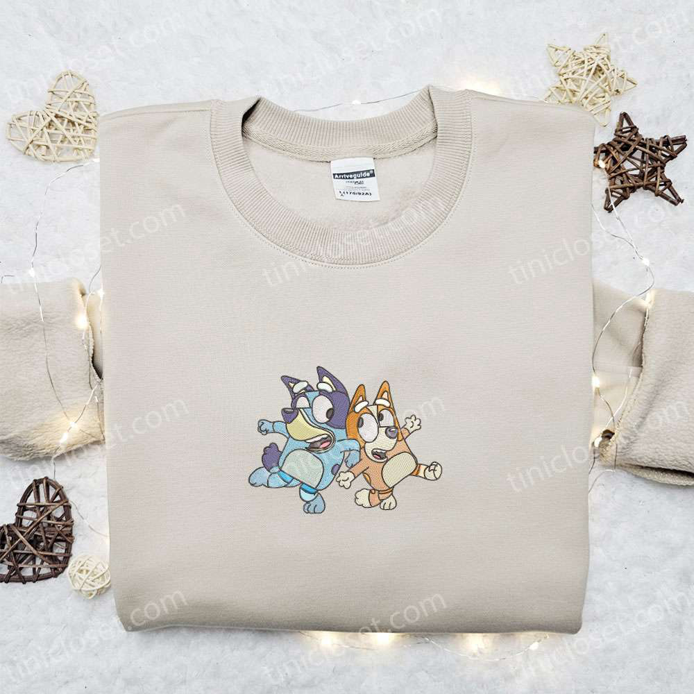 Bluey and Bingo Embroidered Shirt & Cartoon Hoodie – Best Gift Idea