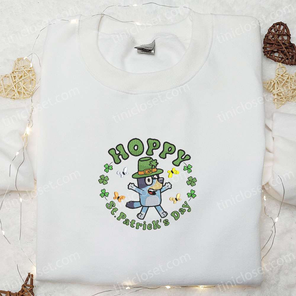 Bluey Hoppy St Patrick s Day Embroidered Shirt & Hoodie: Best Holiday Gift Idea