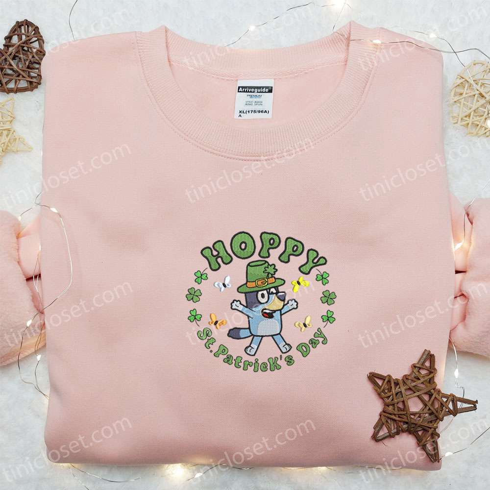 Bluey Hoppy St Patrick s Day Embroidered Shirt & Hoodie: Best Holiday Gift Idea Bluey Hoppy St Patrick s Day Embroidered Shirt & Hoodie: Best Holiday Gift Idea